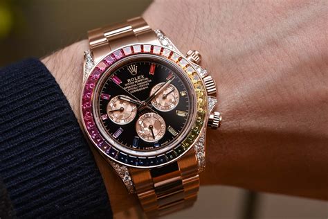 rolex daytona 18ct everose gold custom rainbow|rolex gold dial.